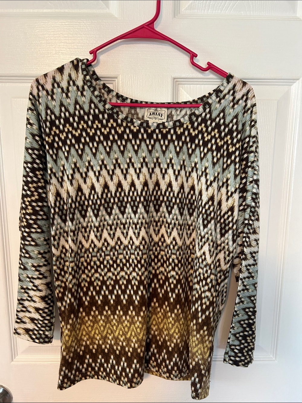 Ariat Women's Multicolor Patterned Knit Top - Mint, Brown, Cream